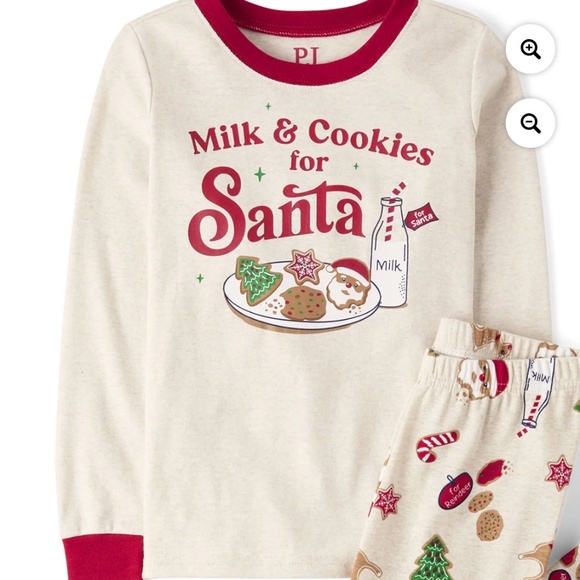 The Children’s Place Unisex Milk & Cookies For Santa 2 PC Pajama Set Size 12 NWT - Picture 2 of 6